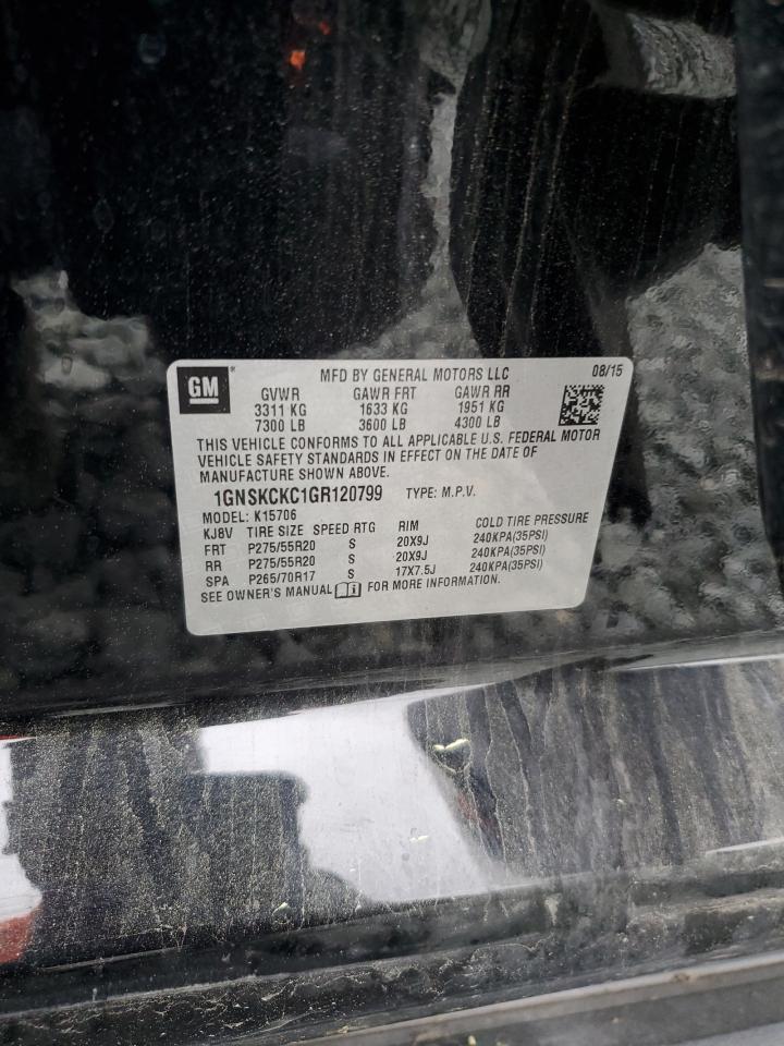 2016 Chevrolet Tahoe K1500 Ltz VIN: 1GNSKCKC1GR120799 Lot: 51468955