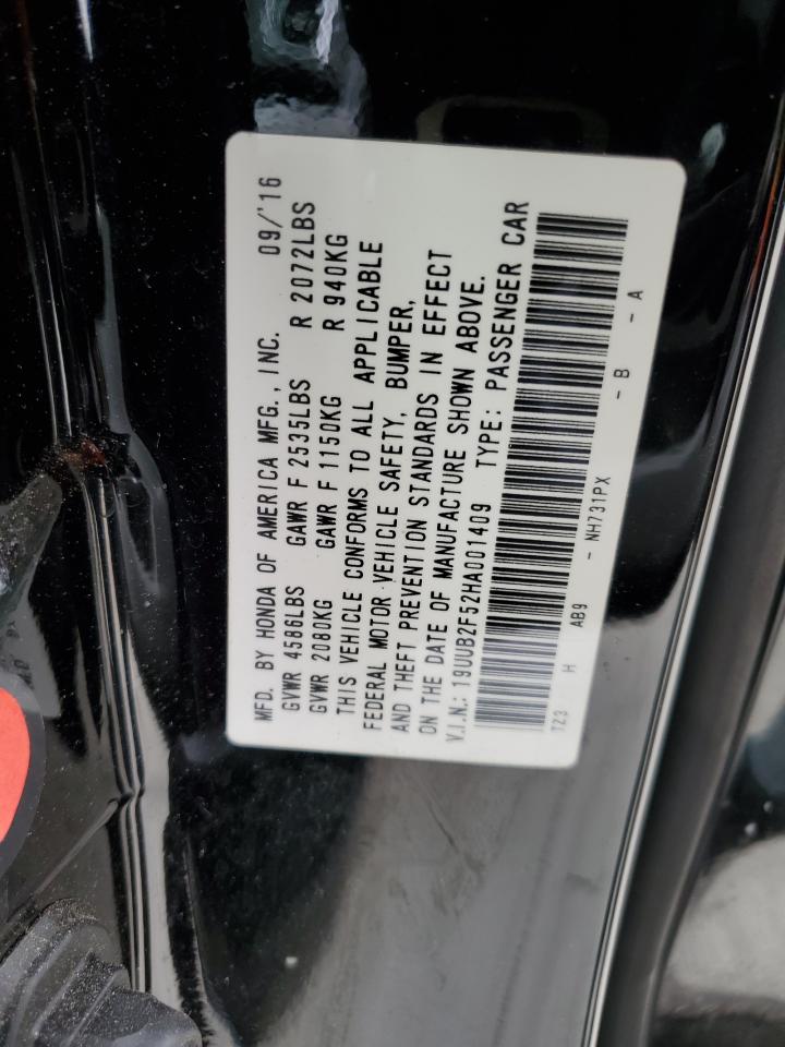 19UUB2F52HA001409 2017 Acura Tlx Tech