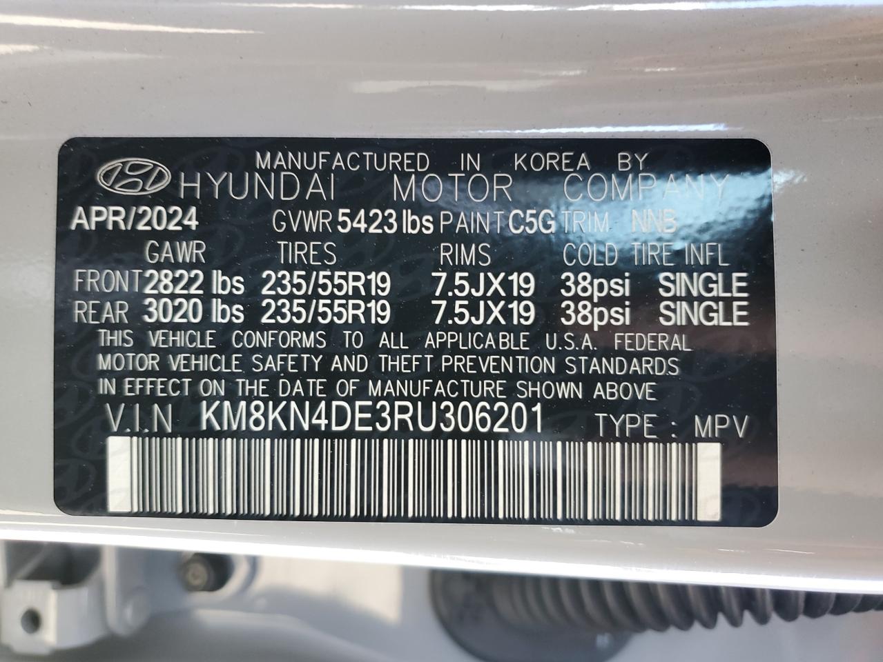 2024 Hyundai Ioniq 5 Sel VIN: KM8KN4DE3RU306201 Lot: 50545485