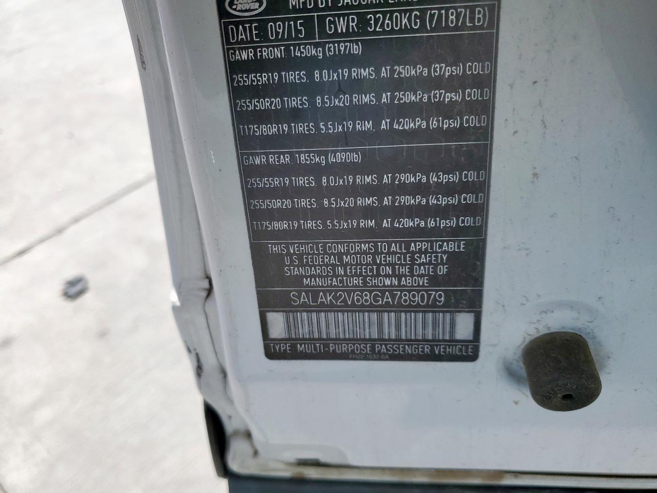 2016 Land Rover Lr4 Hse Luxury VIN: SALAK2V68GA789079 Lot: 52125465