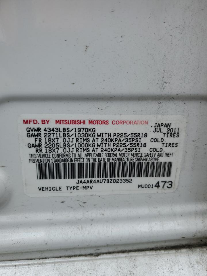 2011 Mitsubishi Outlander Sport Se VIN: JA4AR4AU7BZ023352 Lot: 54738525