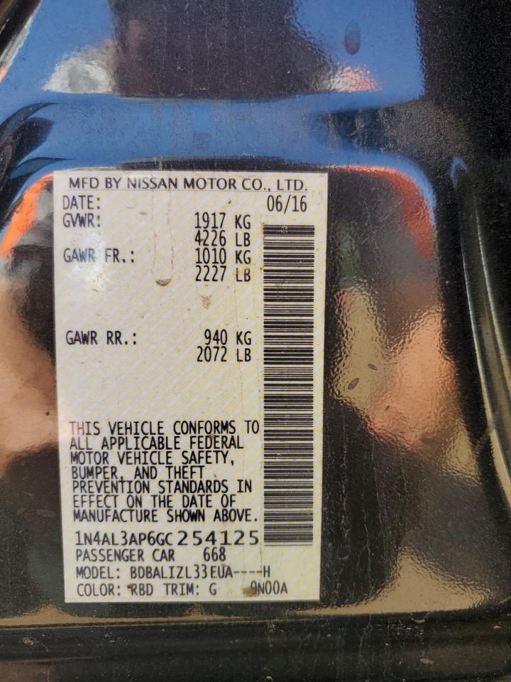 2016 Nissan Altima 2.5 VIN: 1N4AL3AP6GC254125 Lot: 52753645