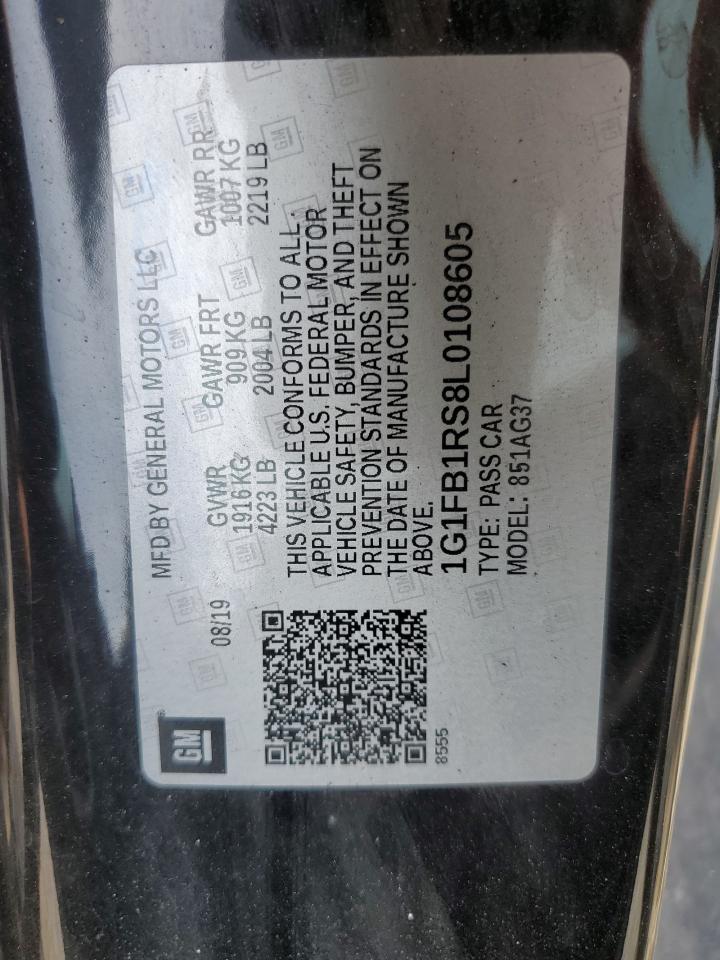 2020 Chevrolet Camaro Ls VIN: 1G1FB1RS8L0108605 Lot: 55069765