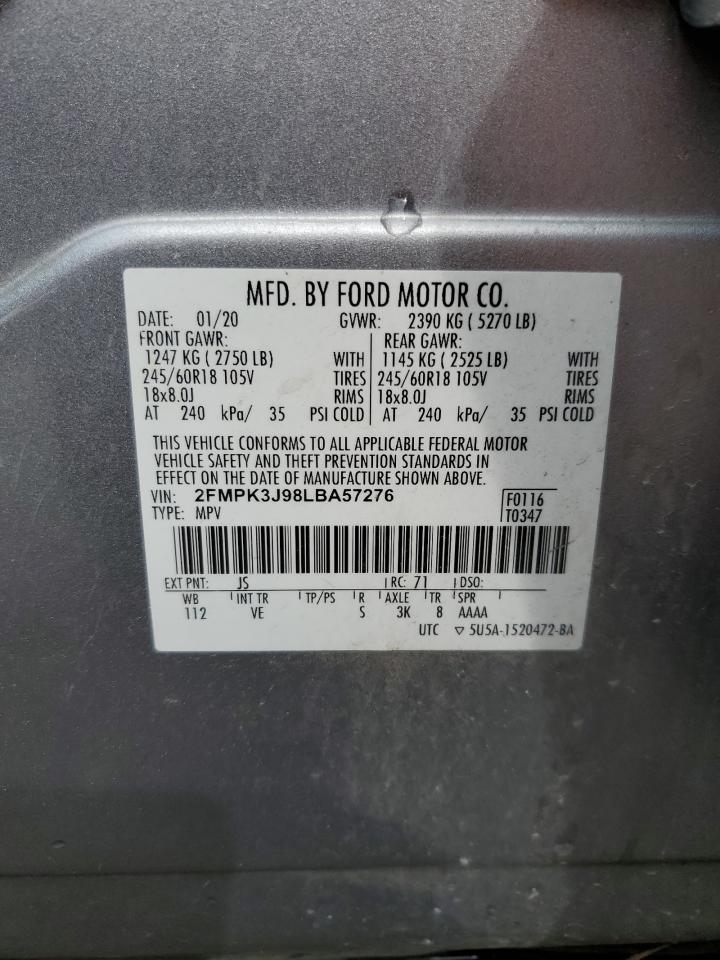 2020 Ford Edge Sel VIN: 2FMPK3J98LBA57276 Lot: 54889115