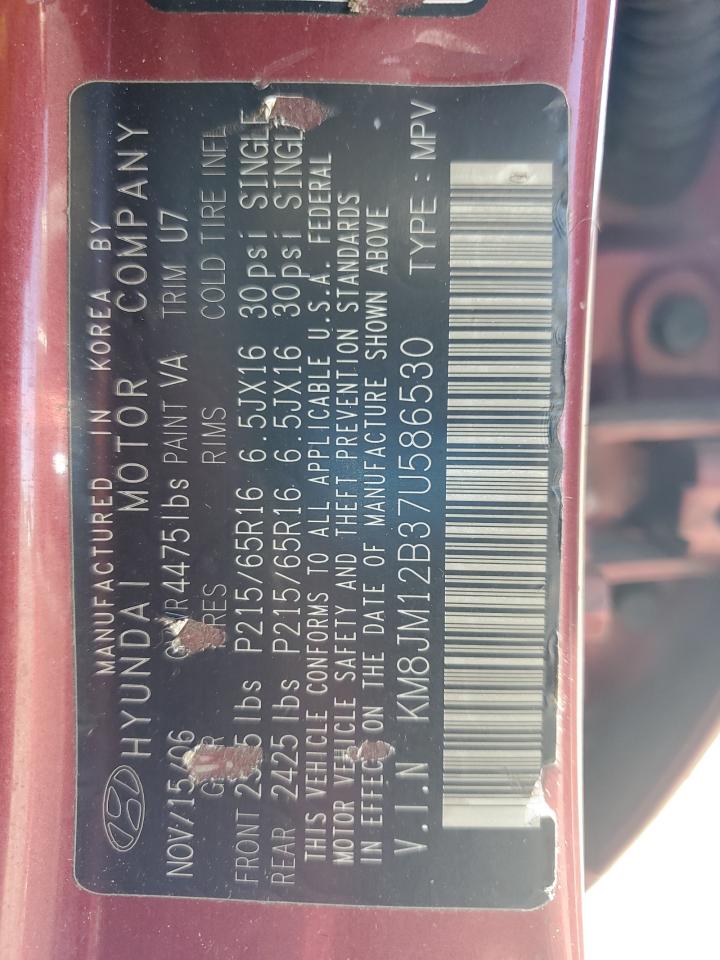 2007 Hyundai Tucson Gls VIN: KM8JM12B37U586530 Lot: 54863125