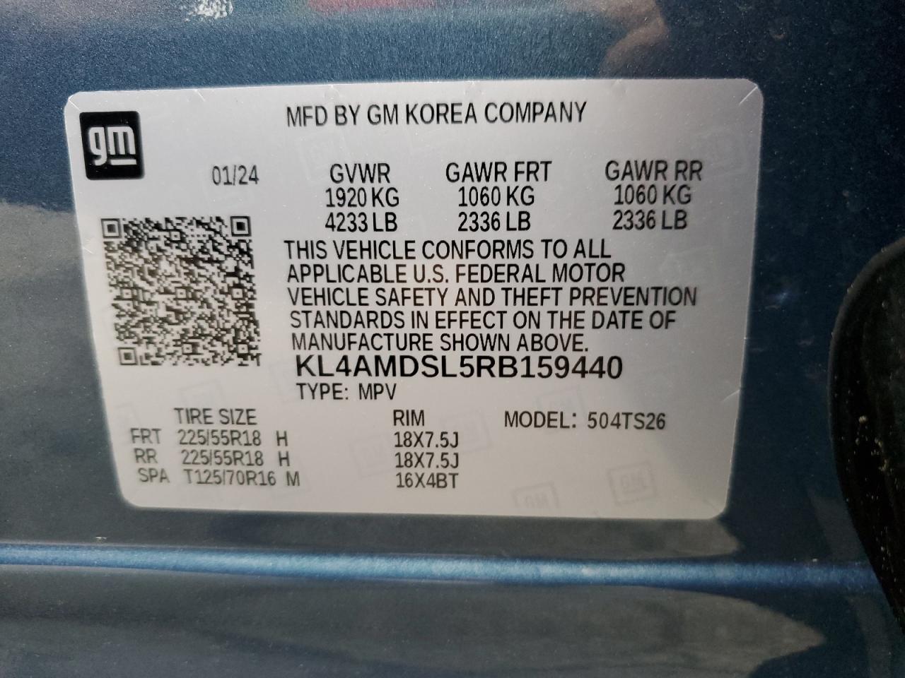 2024 Buick Encore Gx Sport Touring VIN: KL4AMDSL5RB159440 Lot: 51978975