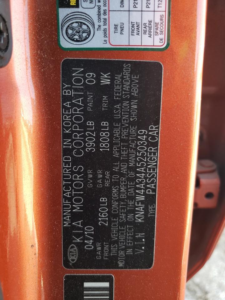 2010 Kia Forte Sx VIN: KNAFW4A34A5250349 Lot: 51115515