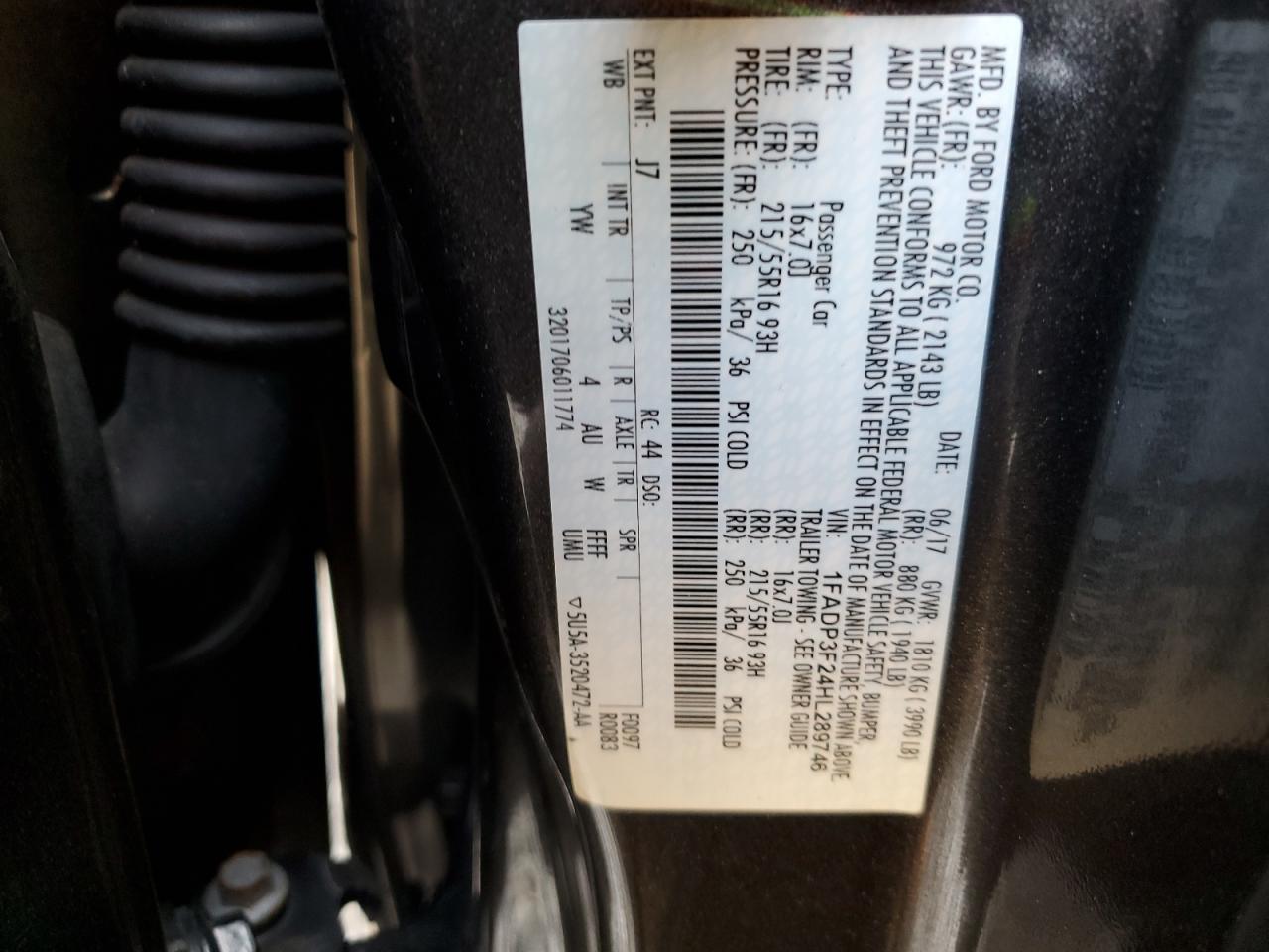 2017 Ford Focus Se VIN: 1FADP3F24HL289746 Lot: 54857065