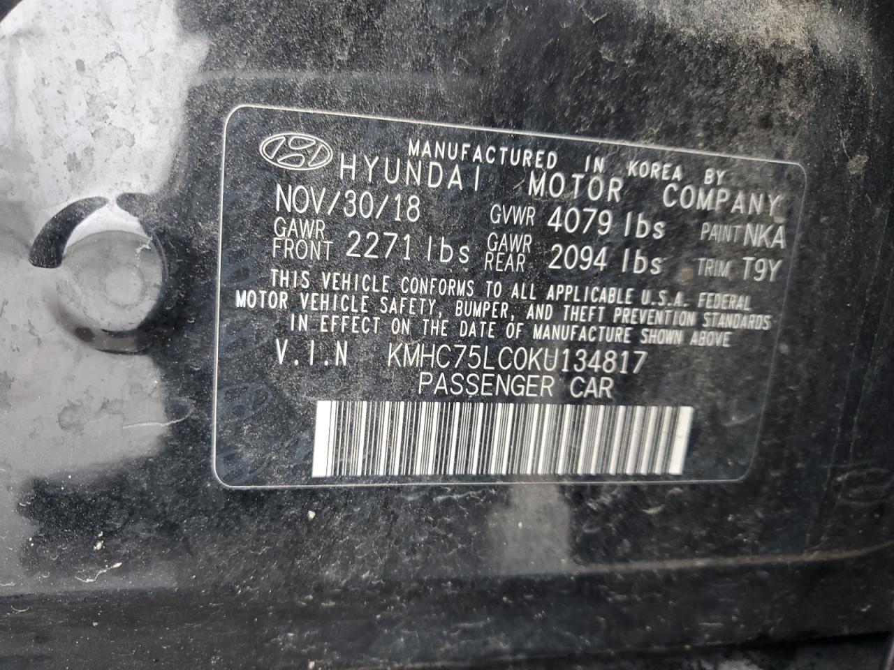2019 Hyundai Ioniq Sel VIN: KMHC75LC0KU134817 Lot: 51964555