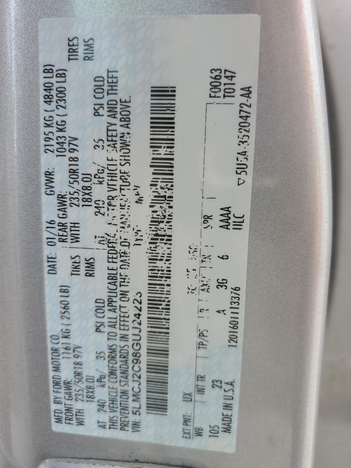 2016 Lincoln Mkc Select VIN: 5LMCJ2C98GUJ24223 Lot: 51486515