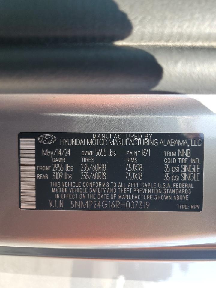 2024 Hyundai Santa Fe Sel VIN: 5NMP24G16RH007319 Lot: 54512705