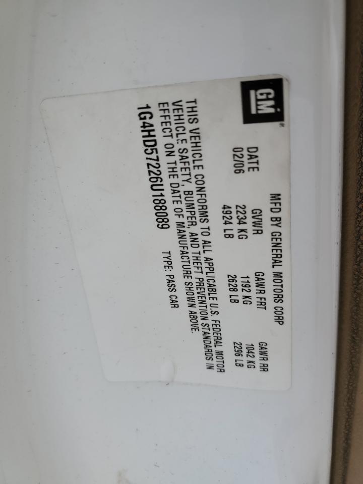 2006 Buick Lucerne Cxl VIN: 1G4HD57226U188089 Lot: 84211715