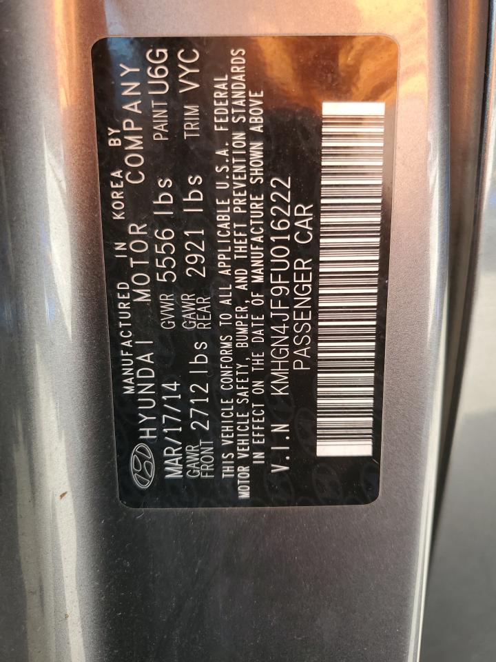 2015 Hyundai Genesis 5.0L VIN: KMHGN4JF9FU016222 Lot: 54381355
