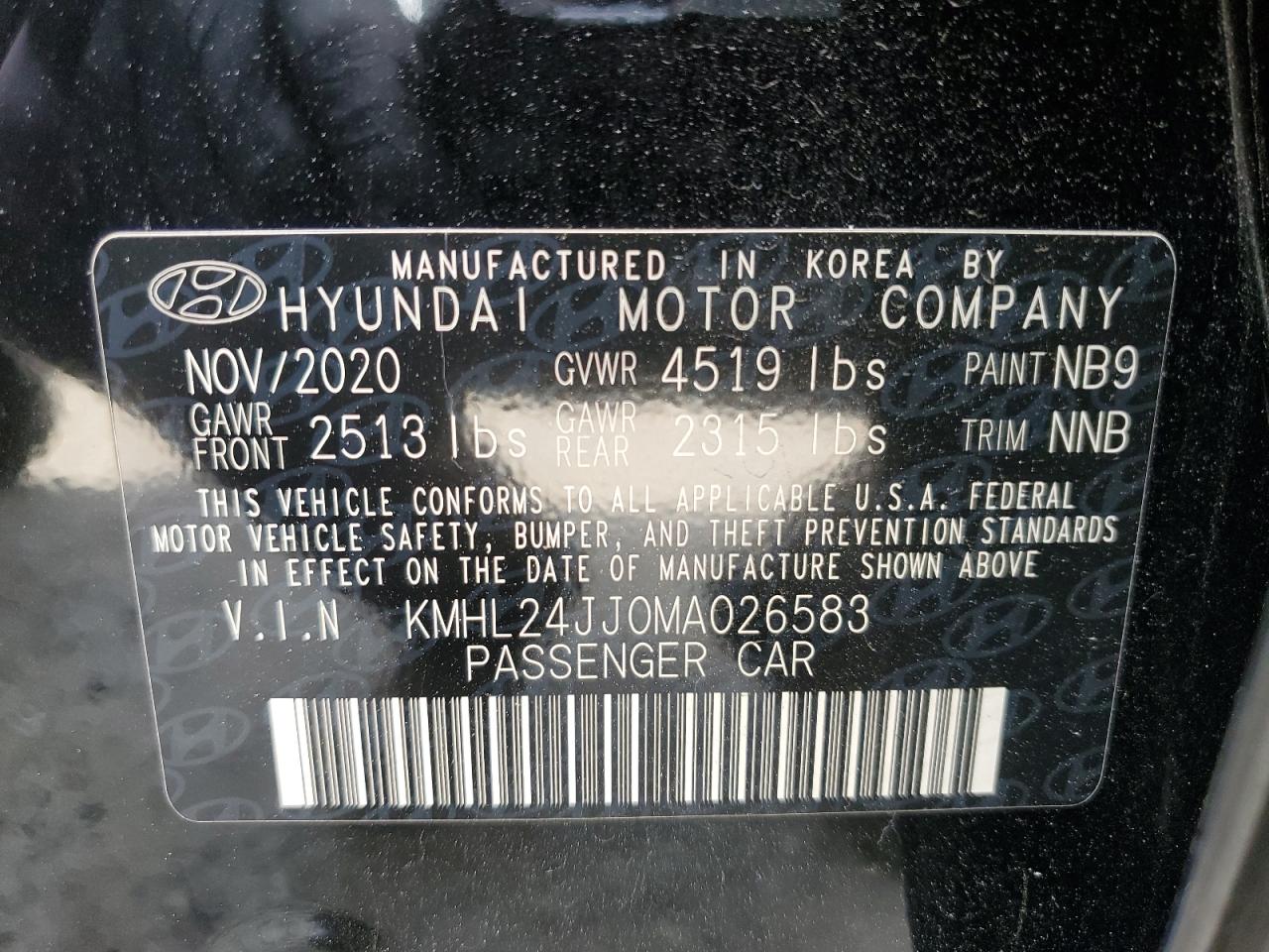 2021 Hyundai Sonata Hybrid VIN: KMHL24JJ0MA026583 Lot: 52991925