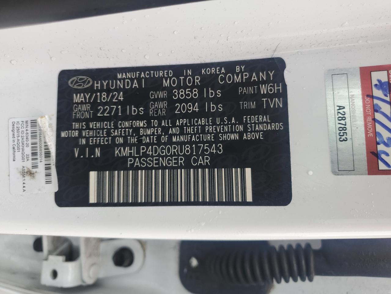 2024 Hyundai Elantra Limited VIN: KMHLP4DG0RU817543 Lot: 54535815