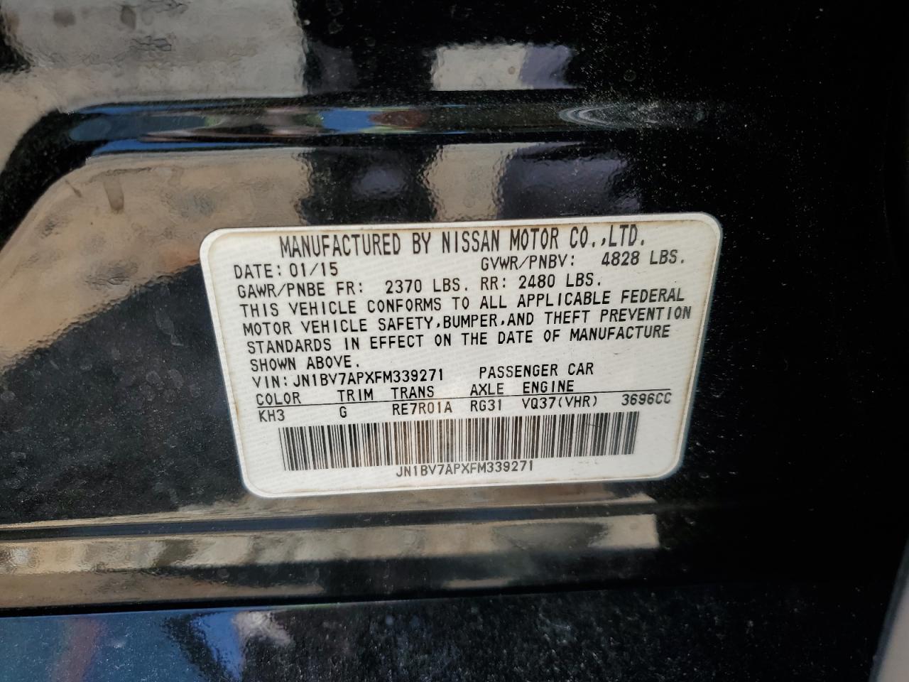 2015 Infiniti Q50 Base VIN: JN1BV7APXFM339271 Lot: 53692335
