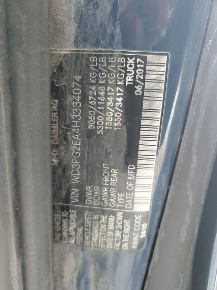 2017 Mercedes-Benz Metris VIN: WD3PG2EA4H3334074 Lot: 51949605