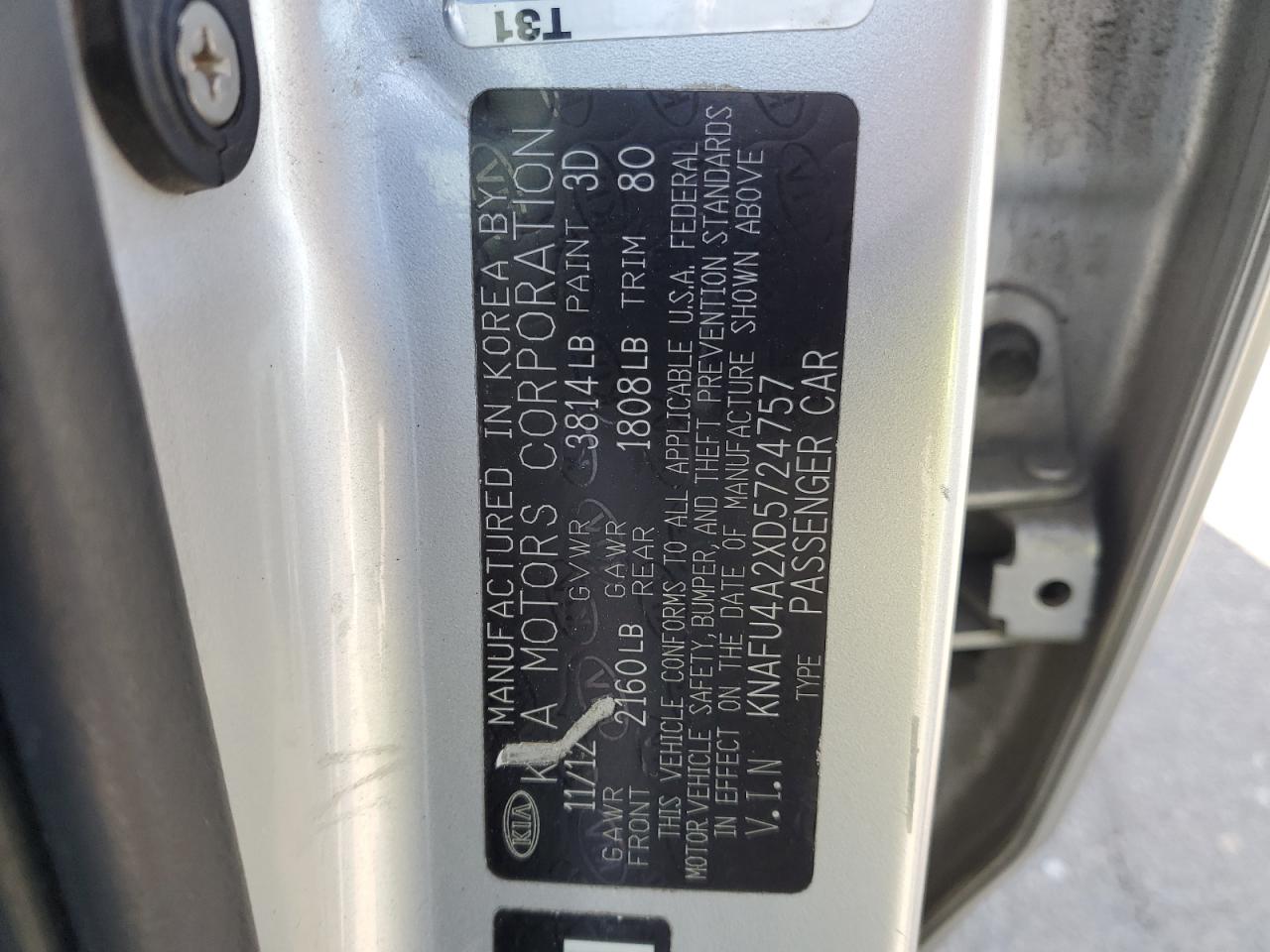 2013 Kia Forte Ex VIN: KNAFU4A2XD5724757 Lot: 54074505