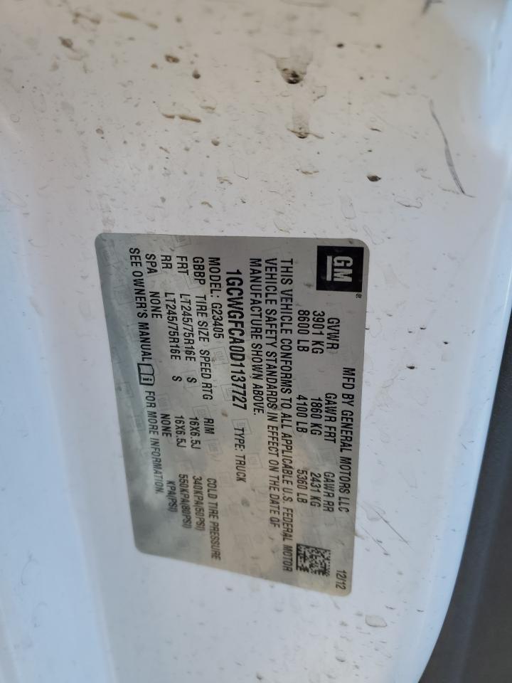 2013 Chevrolet Express G2500 VIN: 1GCWGFCA0D1137727 Lot: 52378405