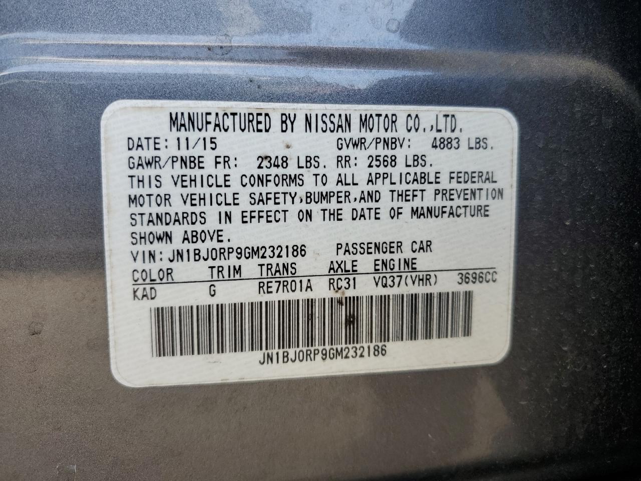 2016 Infiniti Qx50 VIN: JN1BJ0RP9GM232186 Lot: 51771745