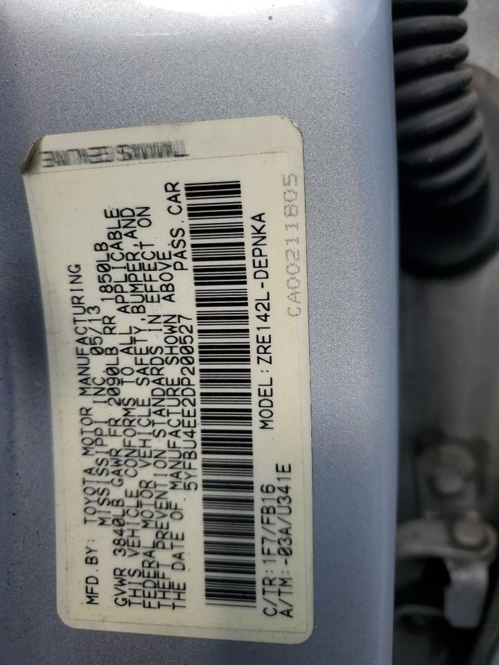 2013 Toyota Corolla Base VIN: 5YFBU4EE2DP200527 Lot: 54303005