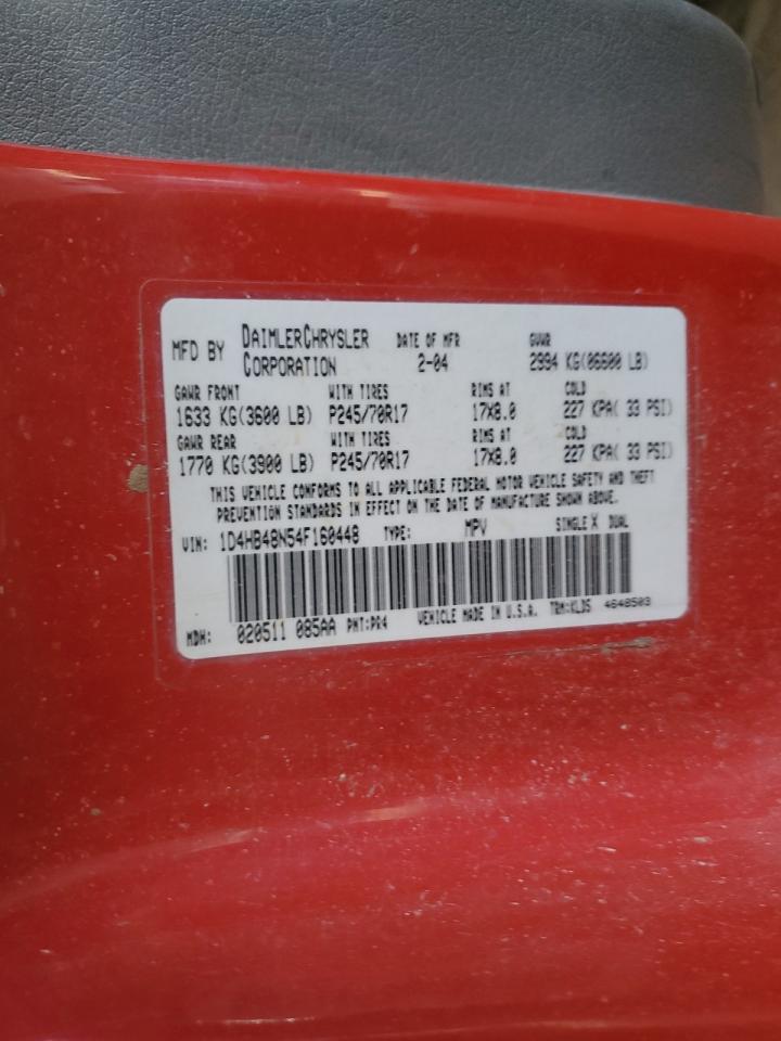 2004 Dodge Durango Slt VIN: 1D4HB48N54F160448 Lot: 53372355