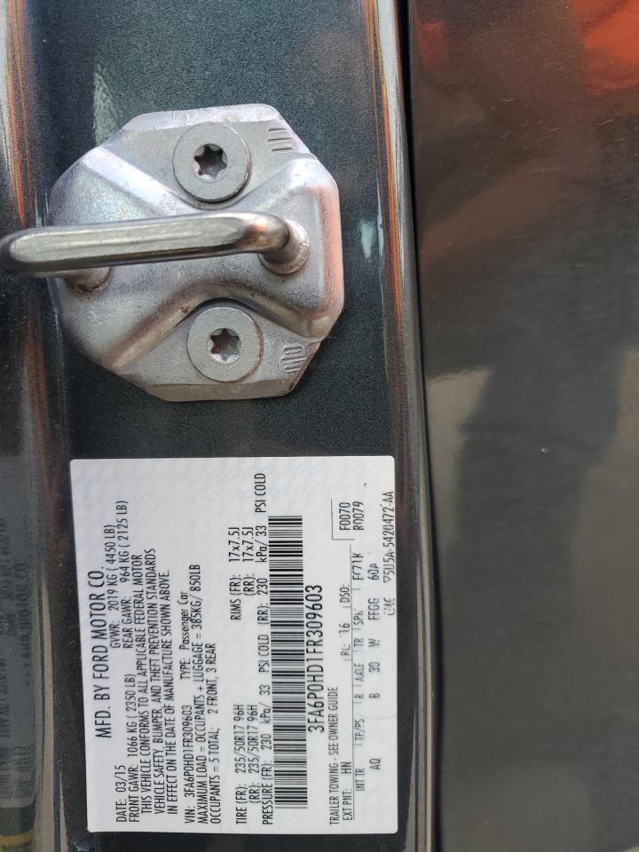 2015 Ford Fusion Se VIN: 3FA6P0HD1FR309603 Lot: 54654815