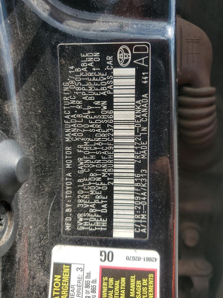 2015 Toyota Corolla L VIN: 2T1BURHE9FC237666 Lot: 52588035