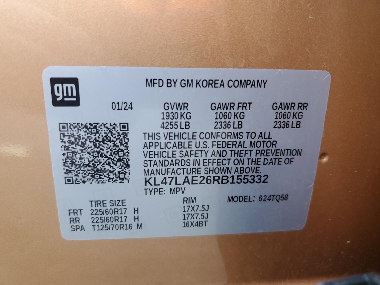 2024 Buick Envista Preferred VIN: KL47LAE26RB155332 Lot: 53983495