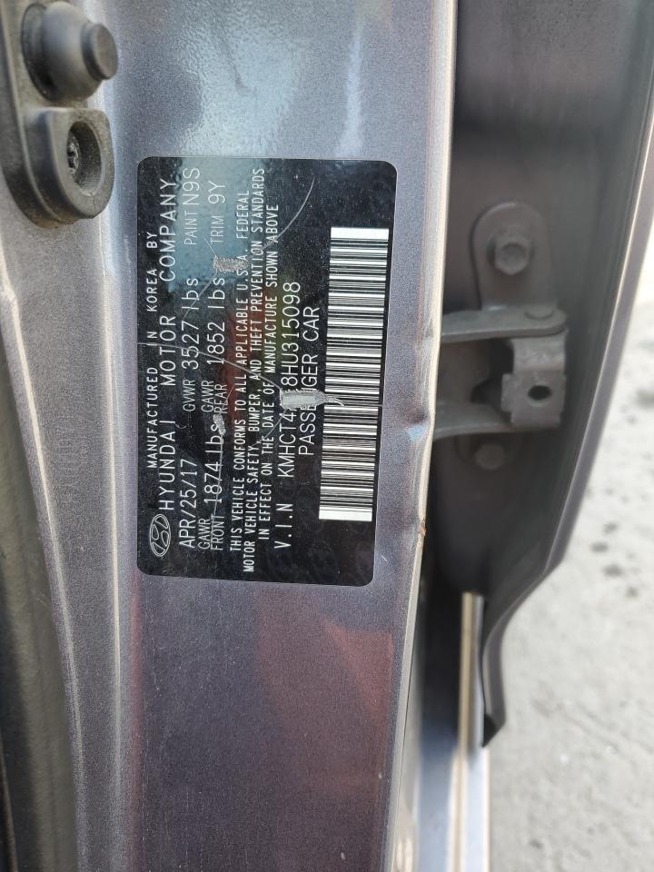 2017 Hyundai Accent Se VIN: KMHCT4AE8HU315098 Lot: 53959225