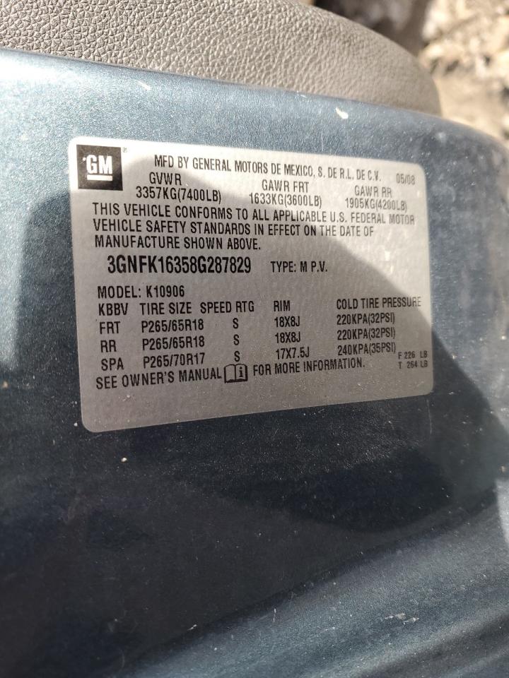 2008 Chevrolet Suburban K1500 Ls VIN: 3GNFK16358G287829 Lot: 52894765