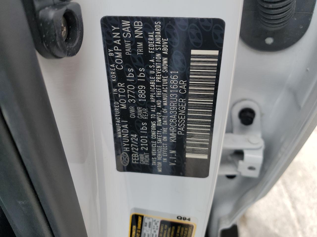 2024 Hyundai Venue Sel VIN: KMHRC8A39RU316861 Lot: 54067635