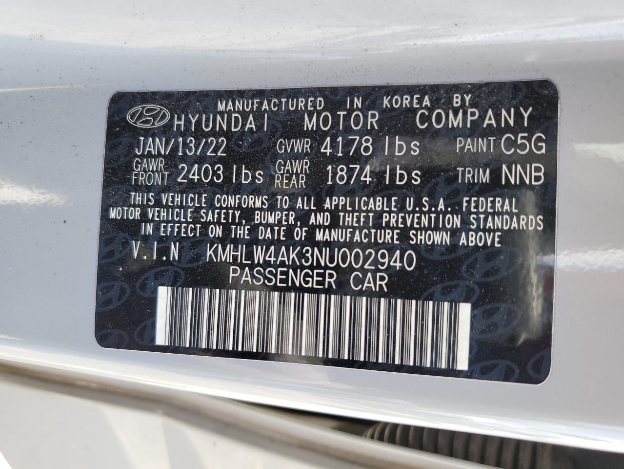 2022 Hyundai Elantra N VIN: KMHLW4AK3NU002940 Lot: 54798205