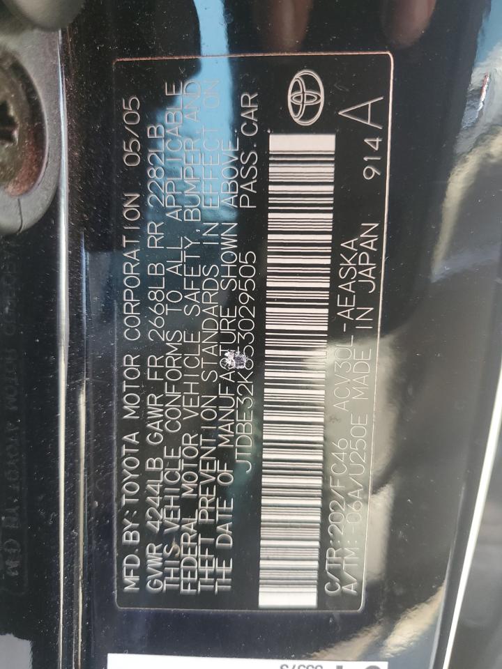2005 Toyota Camry Le VIN: JTDBE32K853029505 Lot: 49339135