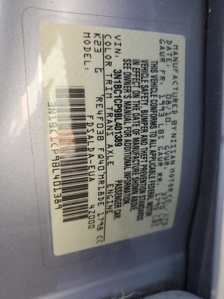 2011 Nissan Versa S VIN: 3N1BC1CP9BL401389 Lot: 52322385