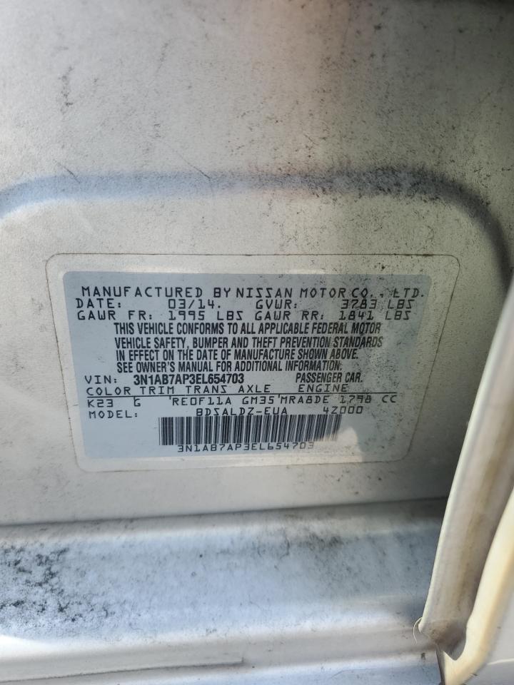 2014 Nissan Sentra Sv VIN: 3N1AB7AP3EL654703 Lot: 43417458