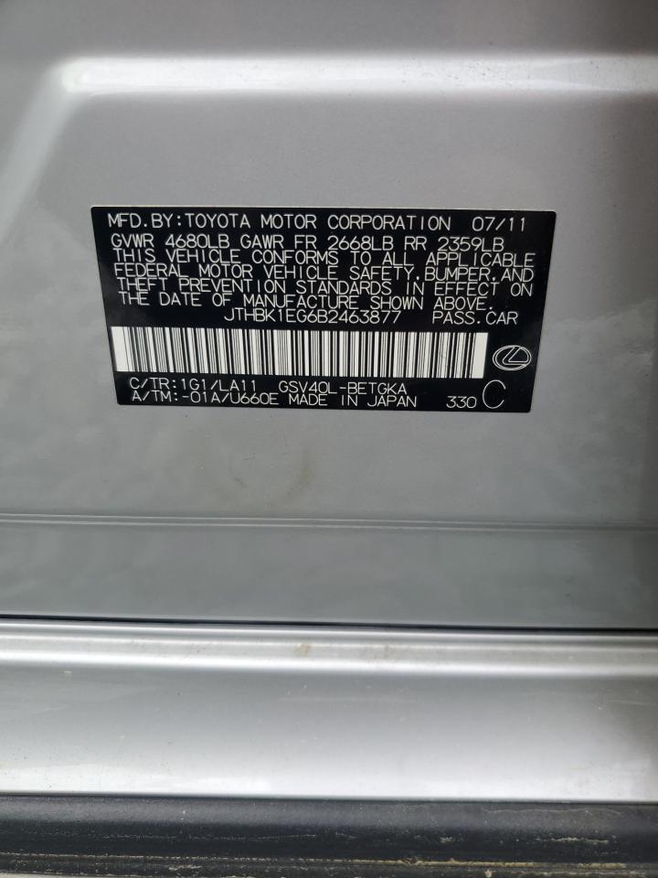 2011 Lexus Es 350 VIN: JTHBK1EG6B2463877 Lot: 53073095