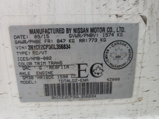 2016 NISSAN VERSA NOTE S