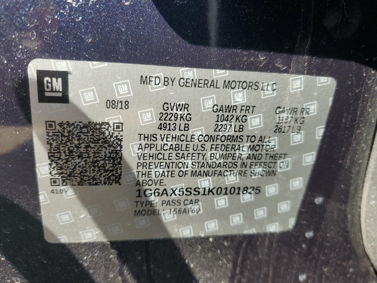 2019 Cadillac Cts Luxury VIN: 1G6AX5SS1K0101825 Lot: 52970115