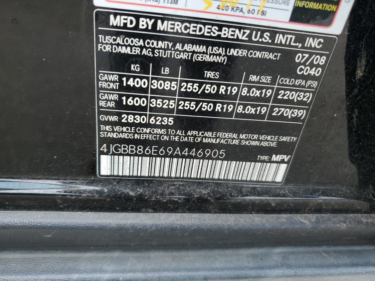 2009 Mercedes-Benz Ml 350 VIN: 4JGBB86E69A446905 Lot: 53777695