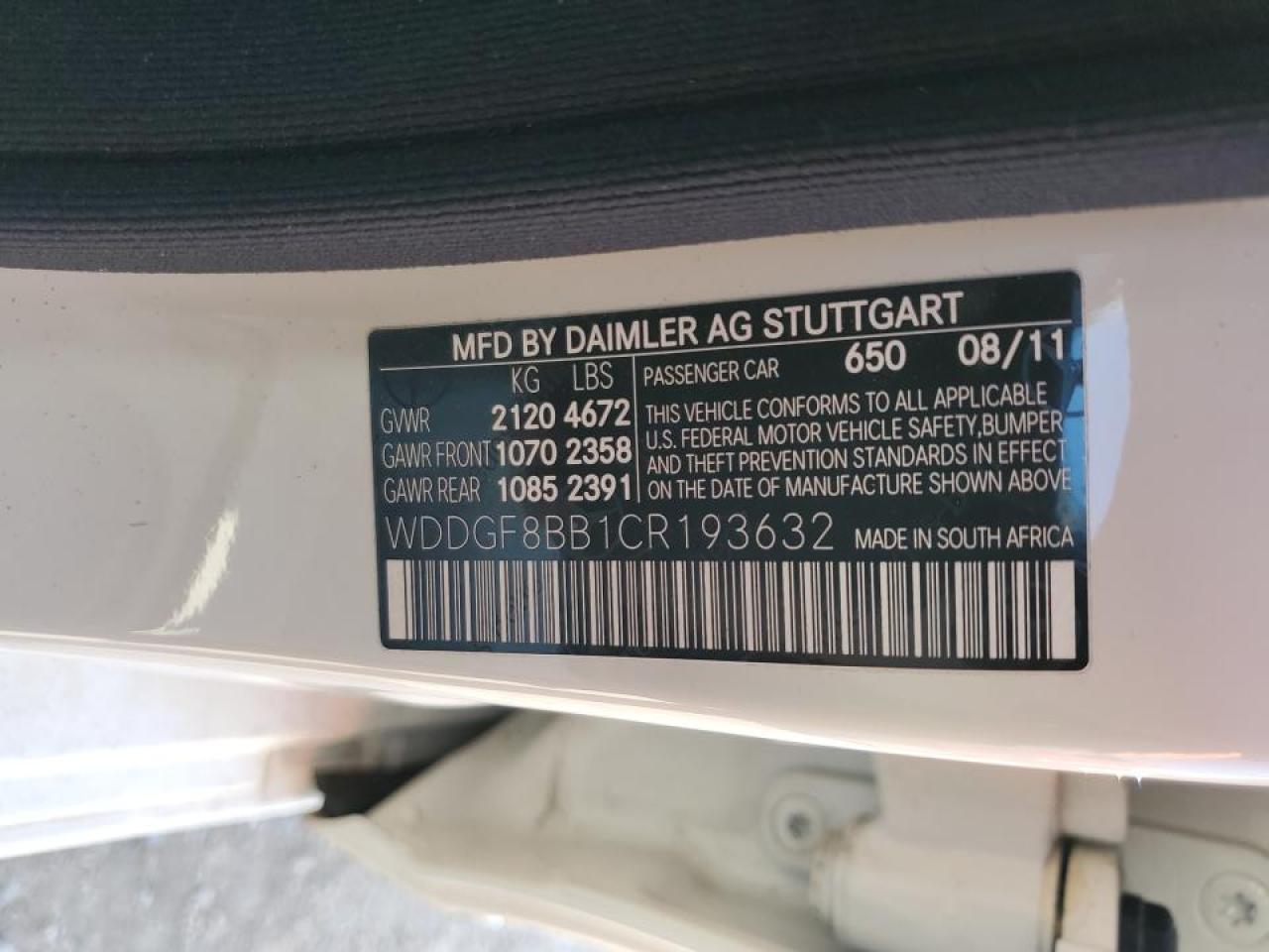 WDDGF8BB1CR193632 2012 Mercedes-Benz C 300 4Matic