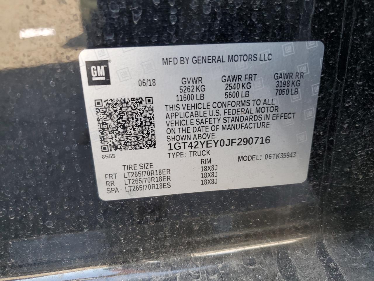 2018 GMC Sierra K3500 Denali VIN: 1GT42YEY0JF290716 Lot: 67110105