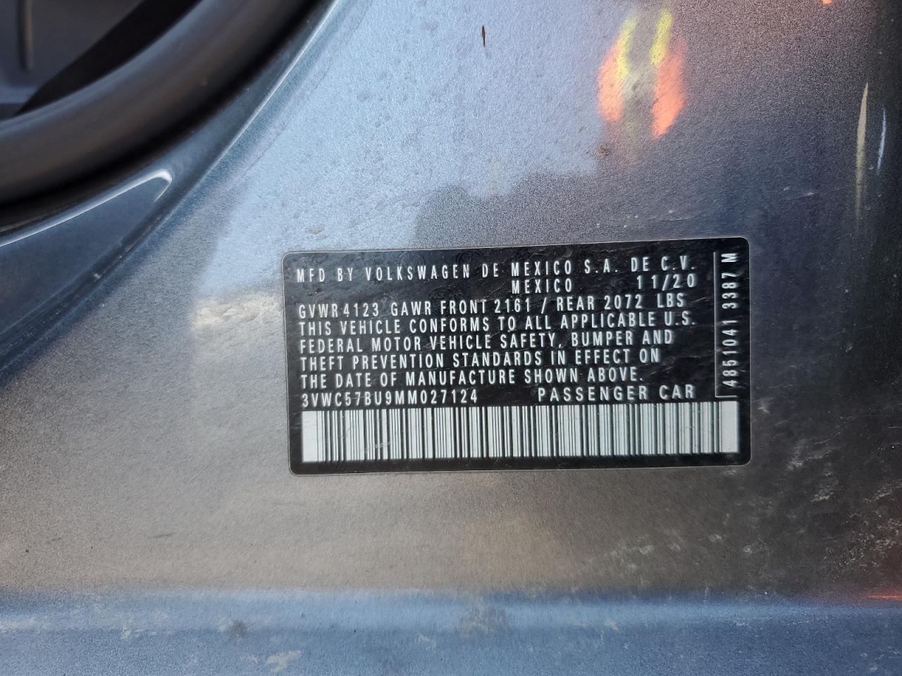 2021 Volkswagen Jetta S VIN: 3VWC57BU9MM027124 Lot: 55274075