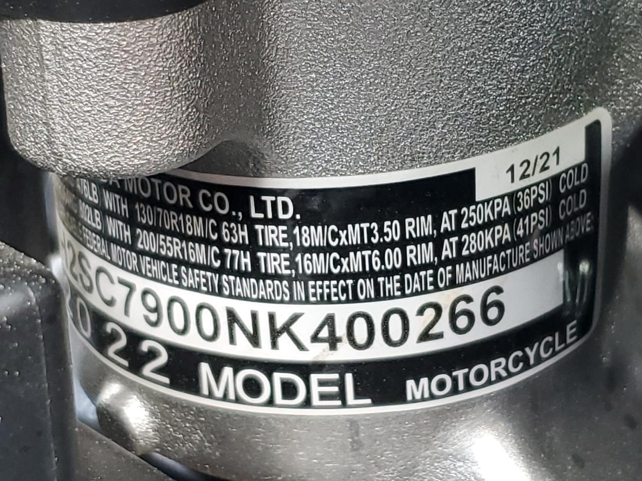 jh2sc7900nk400266 JH2SC7900NK400266 2022 Honda Gl1800