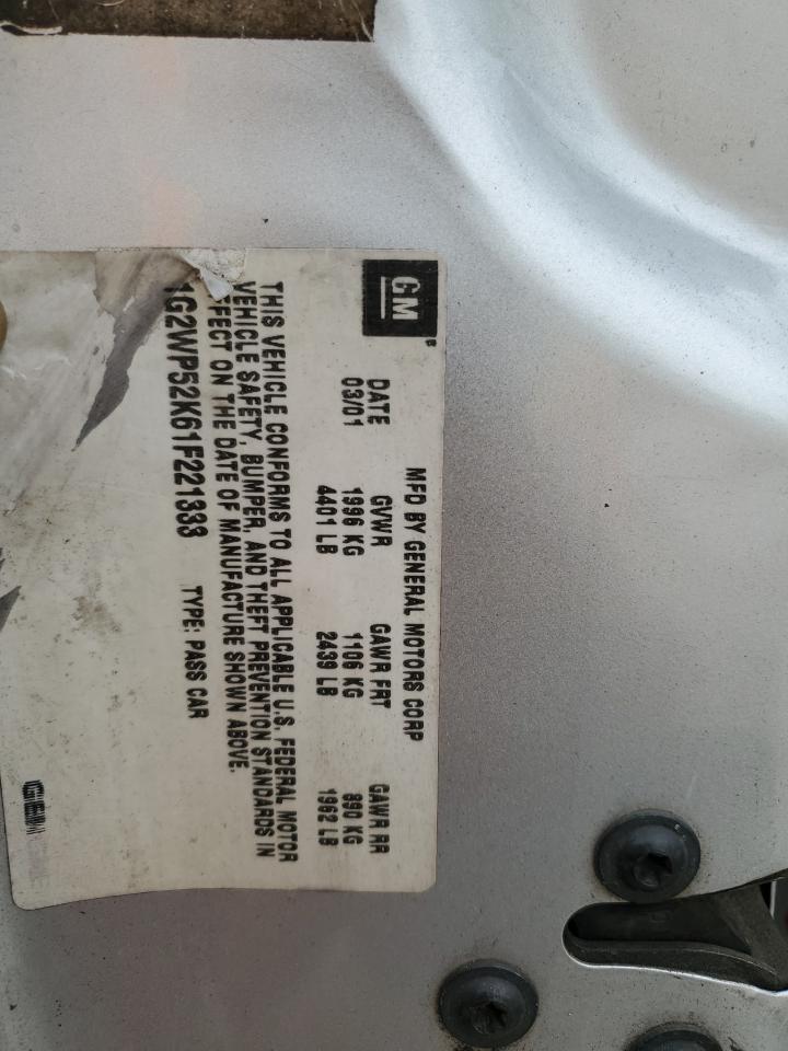 2001 Pontiac Grand Prix Gt VIN: 1G2WP52K61F221333 Lot: 54084395