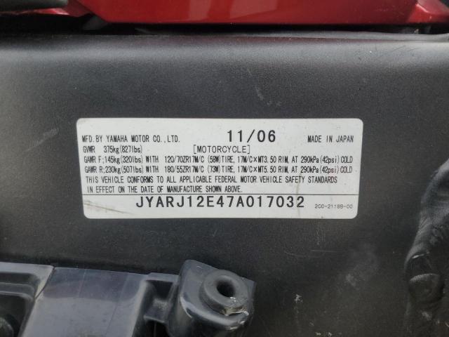 2007 YAMAHA YZFR6 L