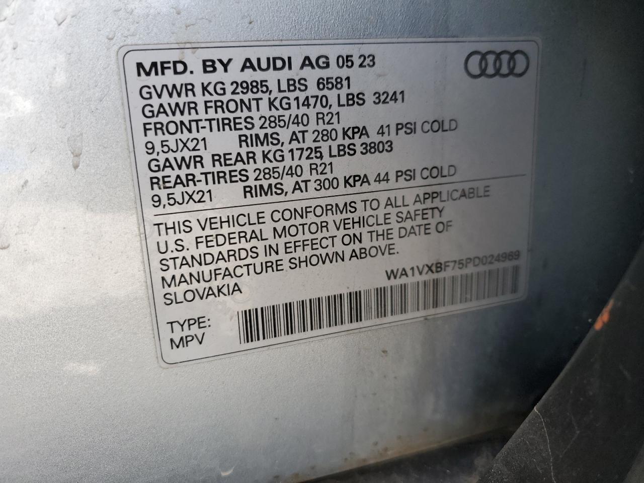 2023 Audi Q7 Prestige VIN: WA1VXBF75PD024969 Lot: 53793885