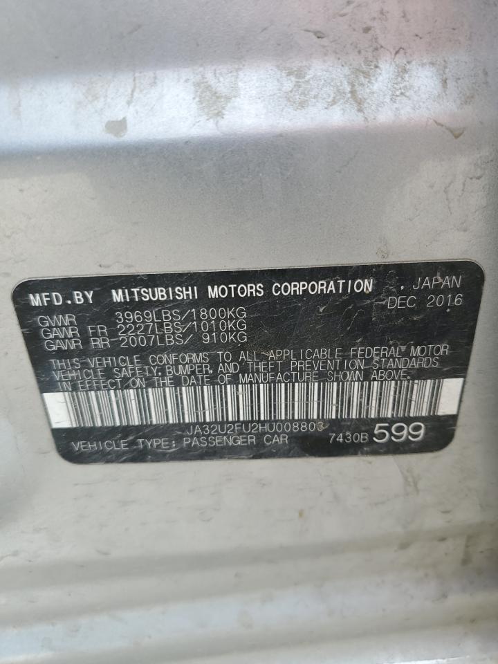 2017 Mitsubishi Lancer Es VIN: JA32U2FU2HU008803 Lot: 55343895
