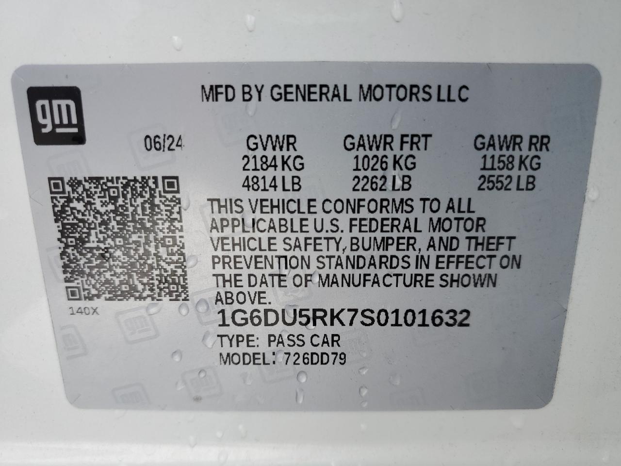 2025 Cadillac Ct5 Sport VIN: 1G6DU5RK7S0101632 Lot: 54661775