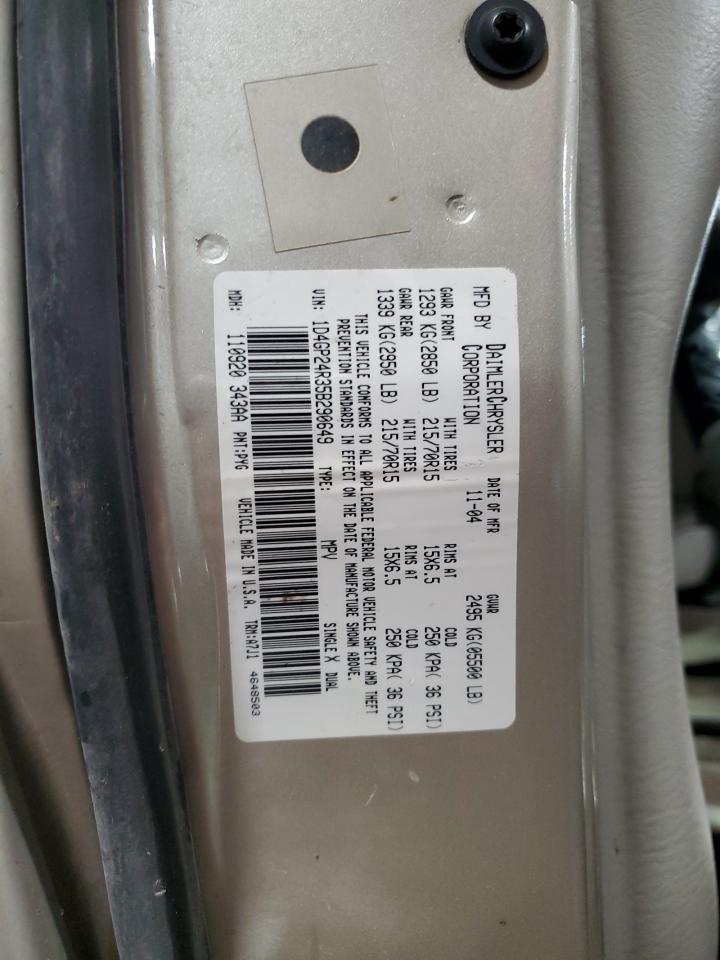 2005 Dodge Grand Caravan Se VIN: 1D4GP24R35B290649 Lot: 50641455